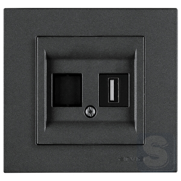 Розетка USB Type-A 5V-2.4A Arvia Electric KAREN Димчастий (20 04 2000 251)